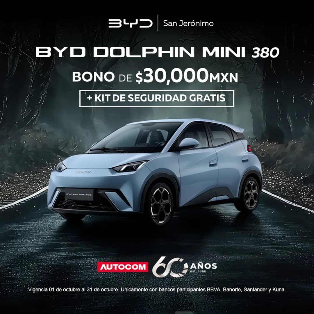 BYD Dolphin Mini 380 en BYD San Jerónimo: bono de $30,000 MXN más kit de seguridad gratis