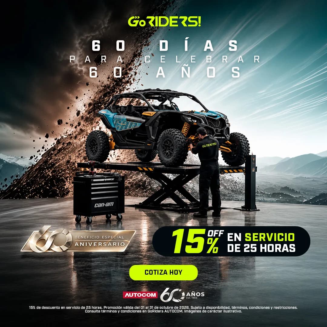 Go Riders: 15% de descuento en servicio de 25 horas, vehículo Can-Am en mantenimiento